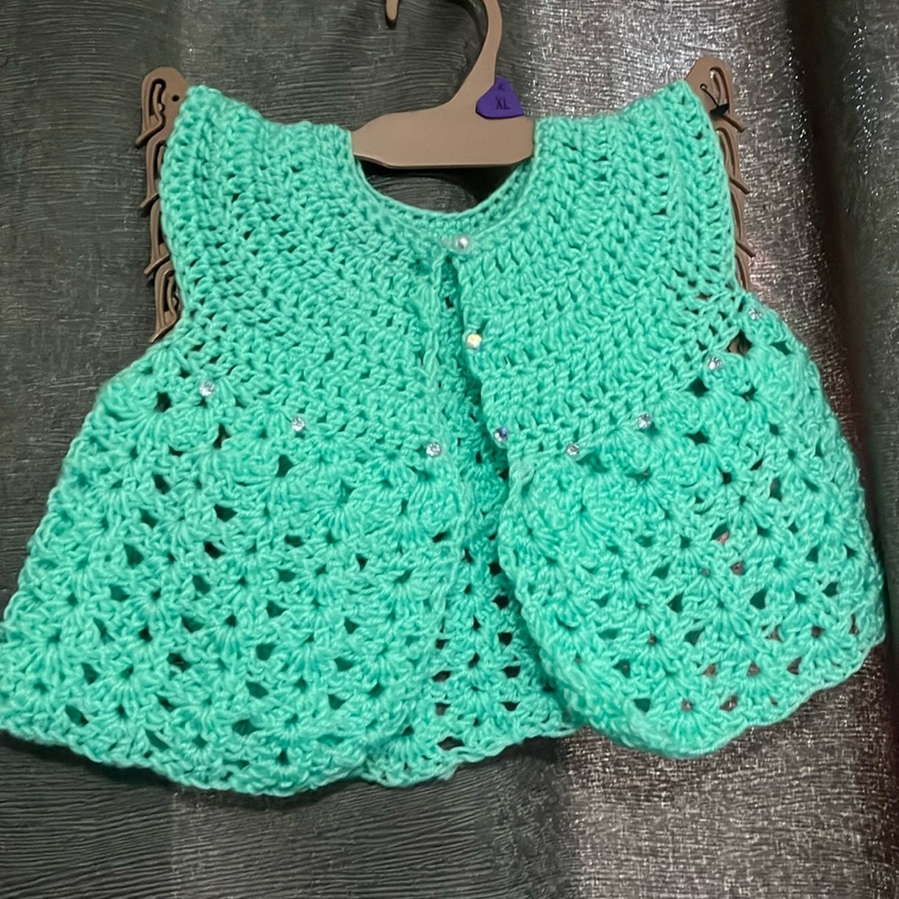 Baby sweater made with beautiful Rhinestones studs for design